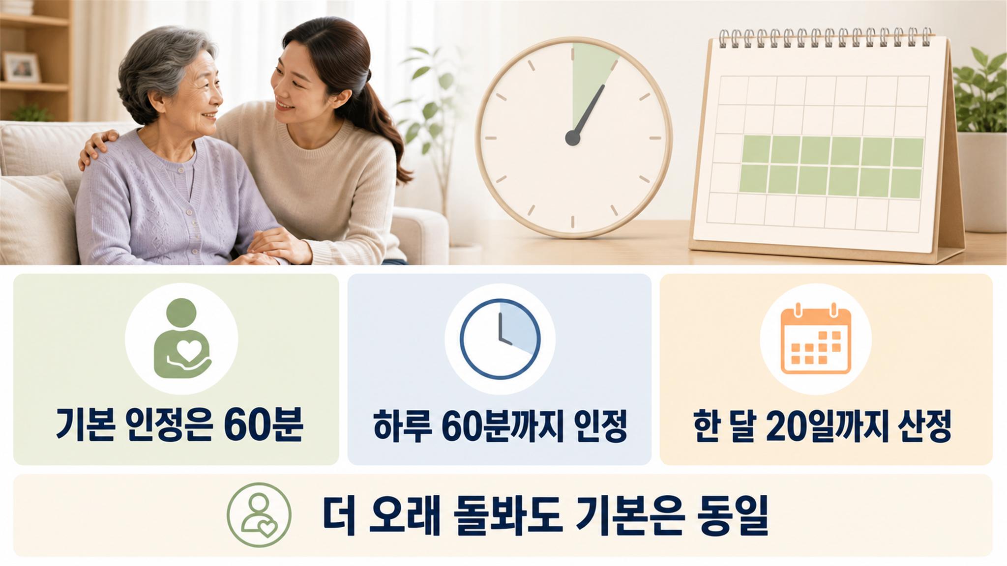 가족요양 60분과 90분 차이, 인정 조건과 급여 비교