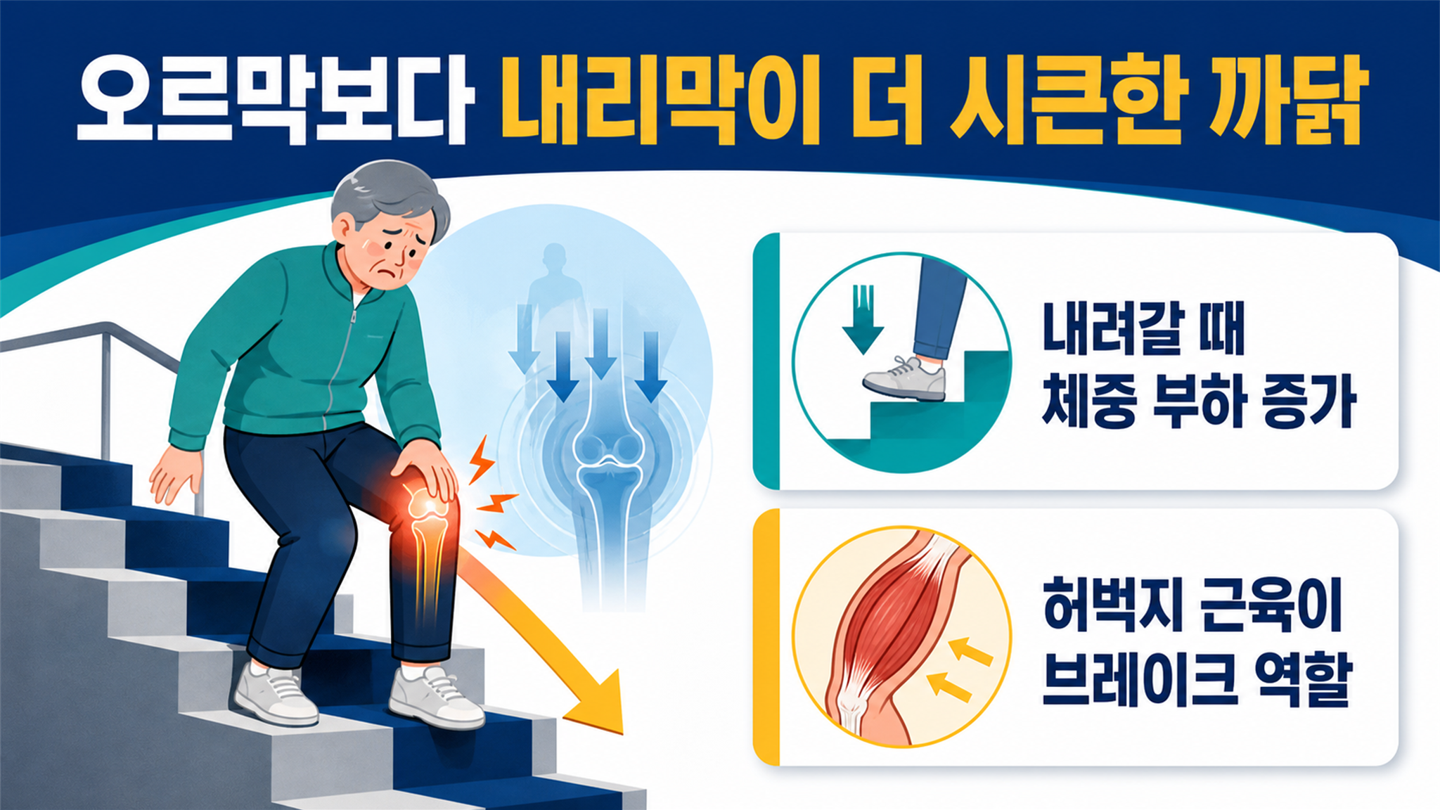 계단을 내려갈 때 무릎이 아픈 이유와 진료를 고려할 신호