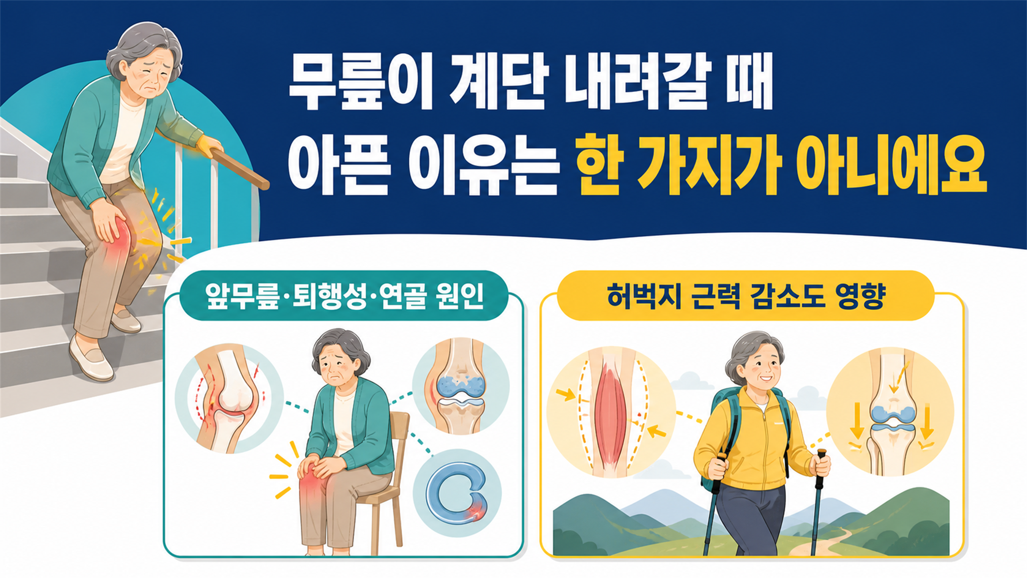 계단을 내려갈 때 무릎이 아픈 이유와 진료를 고려할 신호