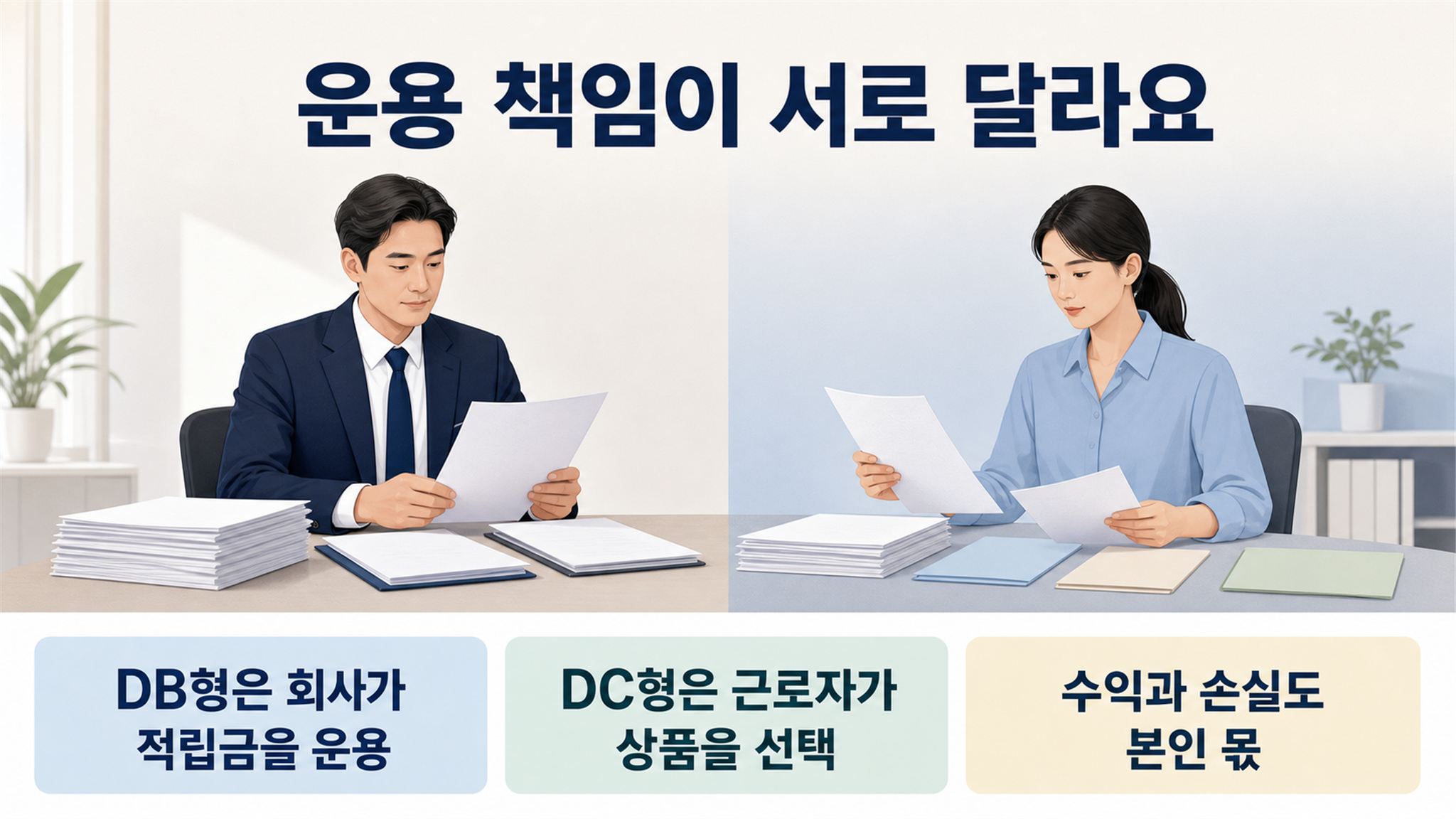 퇴직연금 DB형과 DC형 차이, 운용 책임과 수령 기준